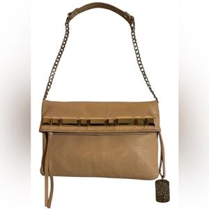 A Vince Camuto light taupe leather shoulder / clutch bag.